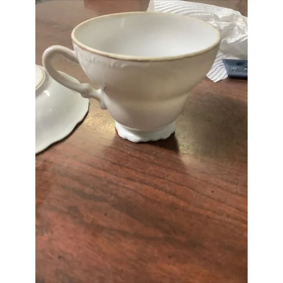 Vintage Rose Footed Cup & Saucer Set BEX1 by BETSONS 2 1/4” - Picture 7 of 7